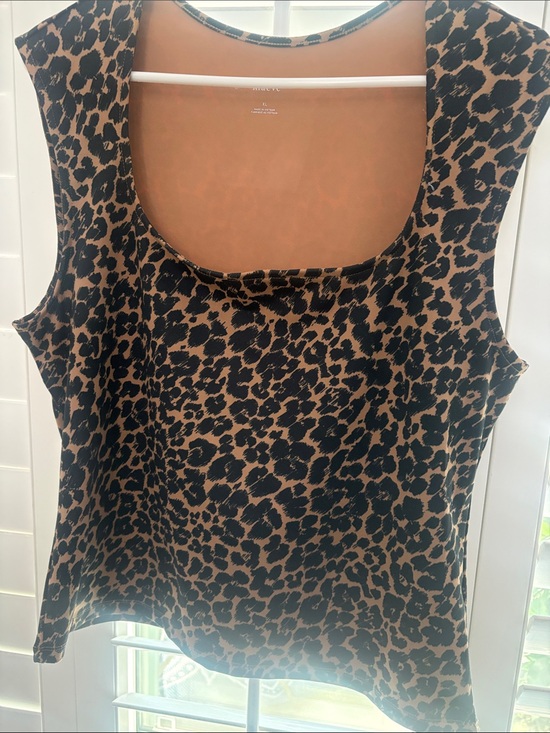 Maeve Tops - Maeve Leopard Print Scoop Neck Tank - Black & Brown